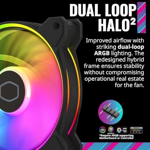 Cooler Master MasterFan MF120 Halo² 120mm Black Addressable RGB PWM 1-Pack image
