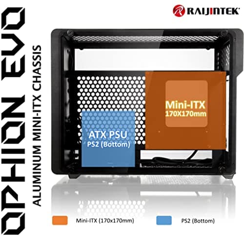 RAIJINTEK OPHION EVO Mini-ITX Desktop Black with Acrylic Side Panel and USB 3.2 Gen 1 Type-A image