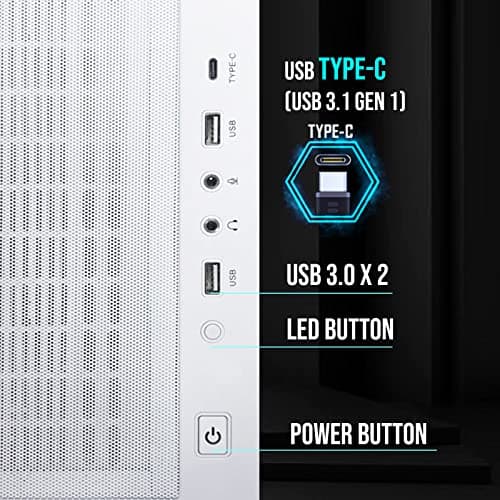 BitFenix Tracery ATX Mid Tower White with Tempered Glass Side Panel and USB 3.2 Gen 2 Type-C USB 3.2 Gen 1 Type-A image
