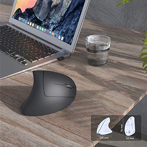 Wireless Ergonomic Mouse, Jelly Comb Rechargeable 2.4G Bluetooth Vertical Mouse Switch to 3 Devices Optical Mice with 6 Buttons 3 Adjustable DPI Levels for Laptop, PC, MacBook, Notebook image