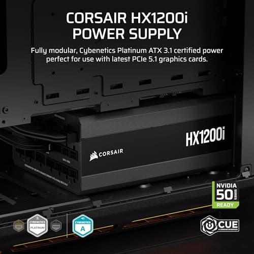 Corsair HX1200i (2025) Black 1200W Fully Modular 80+ Platinum Certified ATX image