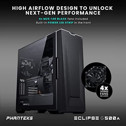 Phanteks ECLIPSE G500A Performance ATX Mid Tower Black Tempered Glass Side Panel image