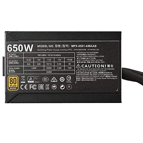 Cooler Master MasterWatt 650 W 80+ Bronze Certified Semi-modular ATX Power Supply (MPX-6501-AMAAB-US) image