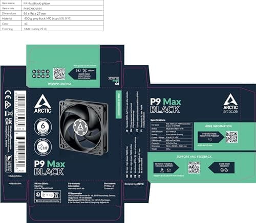 ARCTIC P9 Max 92mm Black PWM 58.25 CFM image