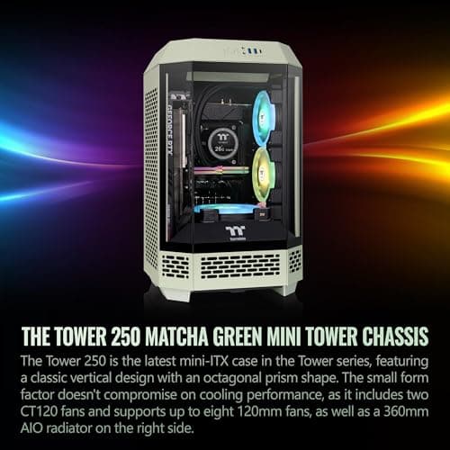 Thermaltake The Tower 250 Mini-ITX Tower Green / Black Tempered Glass Side Panel image