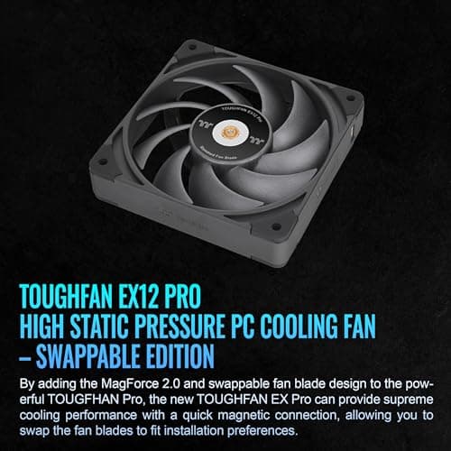 Thermaltake TOUGHFAN EX12 Pro 70.8 CFM 120mm Black PWM 3-Pack image