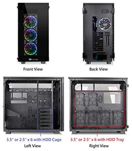 Thermaltake View 91 RGB PLUS Tempered Glass XL-ATX Vertical GPU Modular Black Gaming Super Tower Computer Case CA-1I9-00F1WN-00 image