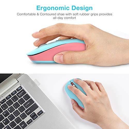 Wireless Mouse, seenda 2.4G Wireless Computer Mouse with Nano Receiver 3 Adjustable DPI Levels, Portable Mobile Optical Mice for Laptop, PC, Chromebook, Computer, Notebook, Pink & Blue image