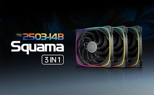 Geometric Future Squama 2503 140mm Black Addressable RGB PWM 91.15 CFM 3-Pack image