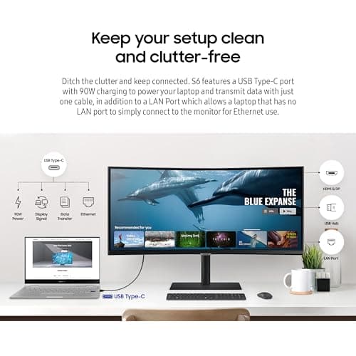 Samsung ViewFinity S65UA 34" 3440x1440 100Hz VA Curved Monitor image