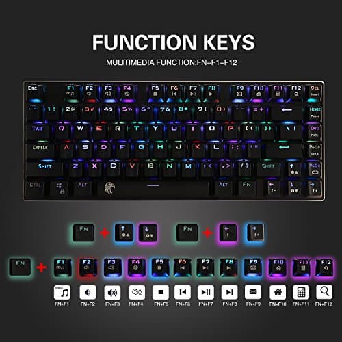 E-Element Z-88 RGB 60% Mechanical Gaming Keyboard, Red Switch, LED Backlit, Water Resistant, Compact 81 Keys Anti-Ghosting for Mac PC, Black image