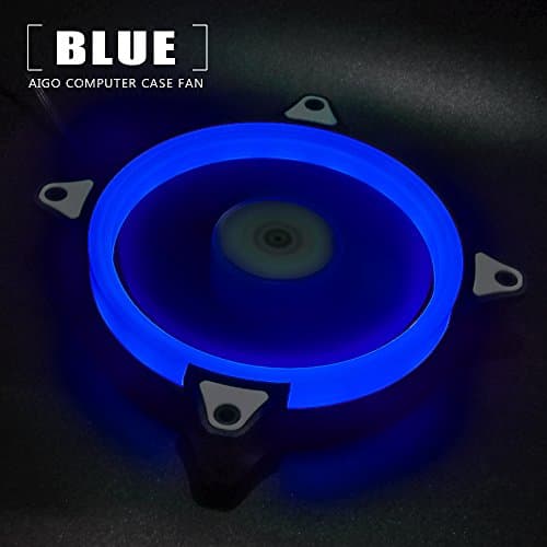 Aigo Halo LED Ring Fan 140mm 14cm Case Fan Silent Sleeve Bearing PC CPU Cooling Neon Quite Clear Case Fan Mod 4 Pin/3 Pin for Computer Cases CPU Coolers and Radiators (140mm, White) image