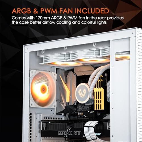 Vetroo AL-MESH-7C ATX Mid Tower White with Tempered Glass Side Panel and USB 3.2 Gen 2 Type-C, USB 3.2 Gen 1 Type-A image