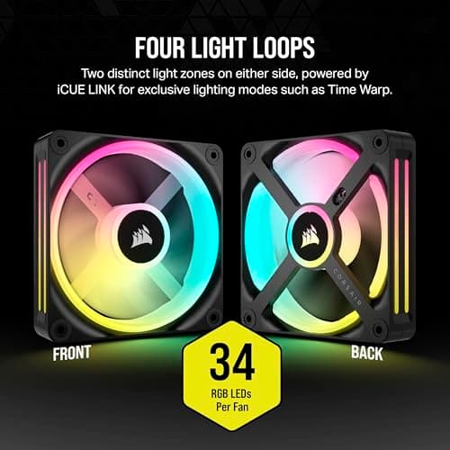 Corsair iCUE LINK QX120 RGB Starter Kit 120mm RGB PWM 63.1 CFM Black 3-Pack image