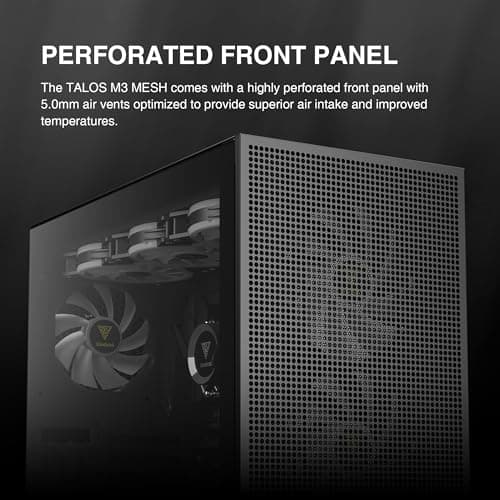 GAMDIAS Talos M3 Mesh ATX Mid Tower Black Tempered Glass Side Panel USB 3.2 Gen 2 Type-C USB 3.2 Gen 1 Type-A image