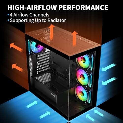 SAMA SV01 ATX Mid Tower Black Tempered Glass Side Panel, USB 3.2 Gen 2 Type-C USB 3.2 Gen 1 Type-A image