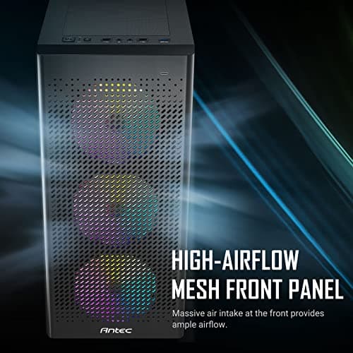 Antec NX500M Micro ATX Mini Tower Black with Tempered Glass Side Panel and USB 3.2 Gen 1 Type-A / USB 2.0 Type-A image