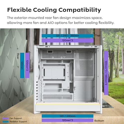 Montech HS01 ATX Mid Tower White with Tempered Glass Side Panel and USB 3.2 Gen 2 Type-C, USB 3.2 Gen 1 Type-A image