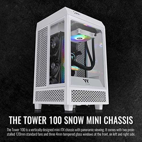 Thermaltake The Tower 100 Mini-ITX Tower Snow with Tempered Glass Side Panel and USB 3.2 Gen 2 Type-C, USB 3.2 Gen 1 Type-A image