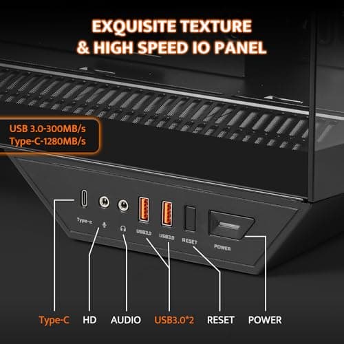 darkFlash DY470 ATX Mid Tower Black Tempered Glass, USB Type-C and Type-A image