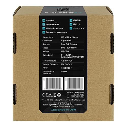 Iceberg Thermal IceGALE Xtra 127 CFM 120mm Gray PWM 3-Pack image