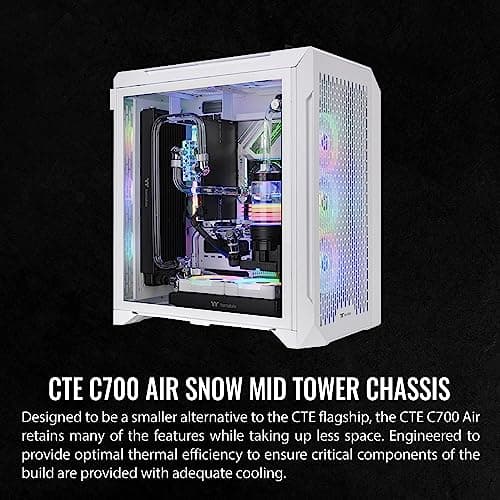 Thermaltake CTE C700 Air ATX Mid Tower White with Tempered Glass Side Panel and USB 3.2 Gen 2 Type-C, USB 3.2 Gen 1 Type-A image