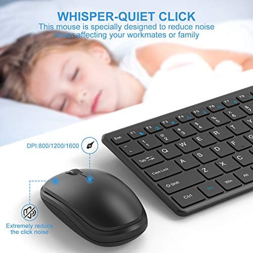 Wireless Keyboard and Mouse Combo, WisFox 2.4G Full-Size Slim Thin Wireless Keyboard Mouse for Windows, Computer, Desktop, PC, Laptop Mac image