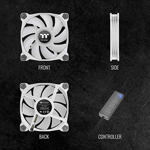 Thermaltake Pure Duo 120mm White 56.51 CFM PWM Addressable RGB 2-Pack image