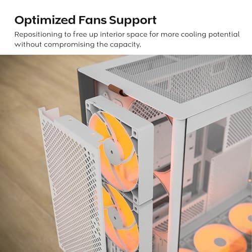 Montech HS01 ATX Mid Tower White with Tempered Glass Side Panel and USB 3.2 Gen 2 Type-C, USB 3.2 Gen 1 Type-A image