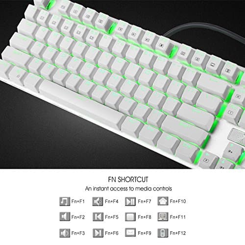 E-Element Z-88 RGB Mechanical Gaming Keyboard, Programmable RGB Backlit, Blue Switch -Tactile & Clicky, Water Resistant, 104 Keys Anti-Ghosting for Mac PC, Silver+White image
