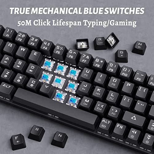 DIERYA Mechanical Gaming Keyboard 60% True RGB Backlit Bluetooth 4.0 Wired/Wireless LED Computer Keyboard for Multi-Device iPhone Android Mobile PC Laptop - Cherry MX Blue Equivalent Switch (DK-63) image