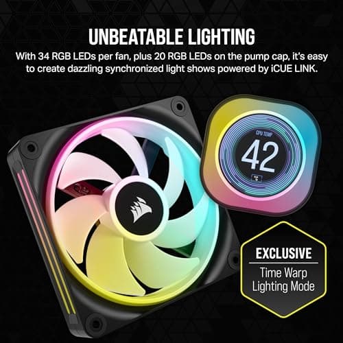 Corsair iCUE LINK H100i LCD Water 240mm 63.1 CFM Black image