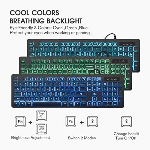 Rii RK105 RGB Wired Gaming Keyboard With Optical Mouse image