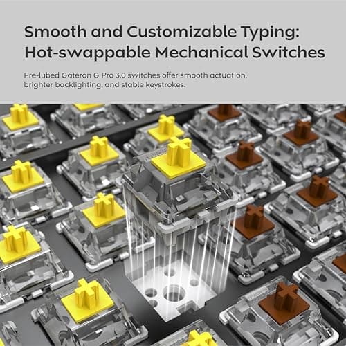 Montech MK75DY RGB Bluetooth/Wireless/Wired Mini Gateron G Pro 3.0 Yellow Mechanical Keyboard image