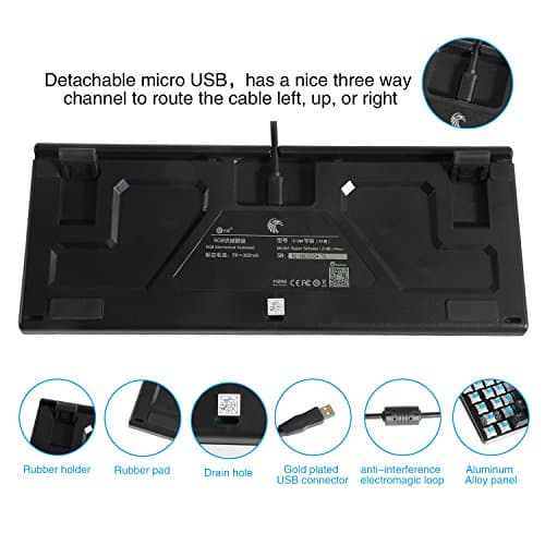 E-Element Z-88 RGB 60% Mechanical Gaming Keyboard, Red Switch, LED Backlit, Water Resistant, Compact 81 Keys Anti-Ghosting for Mac PC, Black image