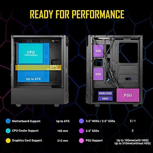 Antec NX260 ATX Mid Tower Black with Tempered Glass Side Panel and USB 3.2 Gen 1 Type-A, USB 2.0 Type-A image