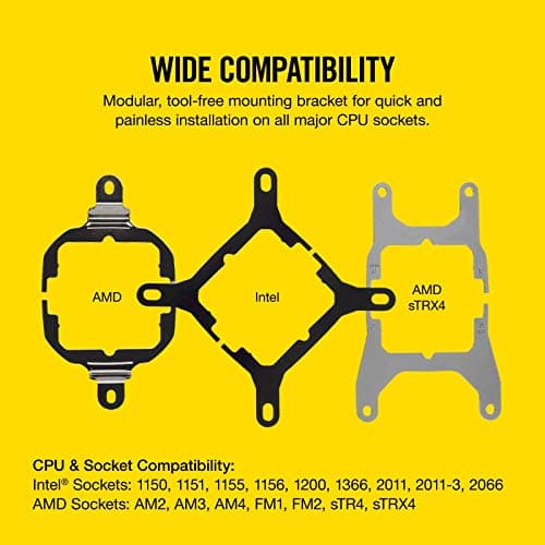 Corsair Hydro Series H100i RGB PLATINUM Extreme Performance Liquid CPU Cooler, Mounting kit for most modern CPU sockets, Two ML PRO RGB Series PWM 140mm fans, Fan and radiator mounting screws, USB 2.0 motherboard header cable, Thermal compound (pre-applied), Quick Start Guide image