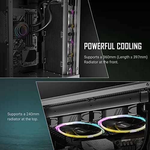 Antec NX500M Micro ATX Mini Tower Black with Tempered Glass Side Panel and USB 3.2 Gen 1 Type-A / USB 2.0 Type-A image