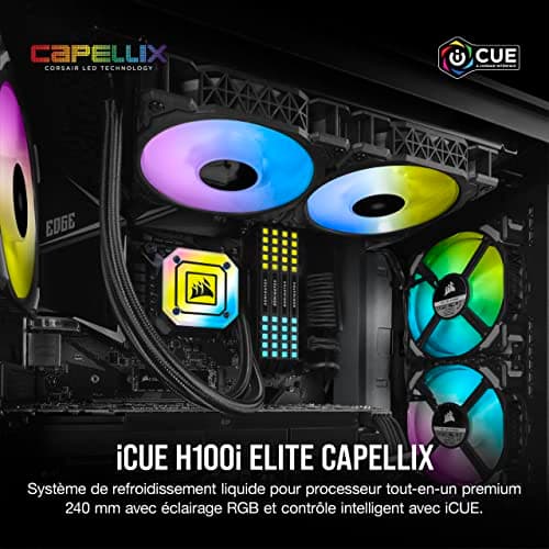 Corsair iCUE H100i ELITE CAPELLIX Water 75 CFM 240mm Black image