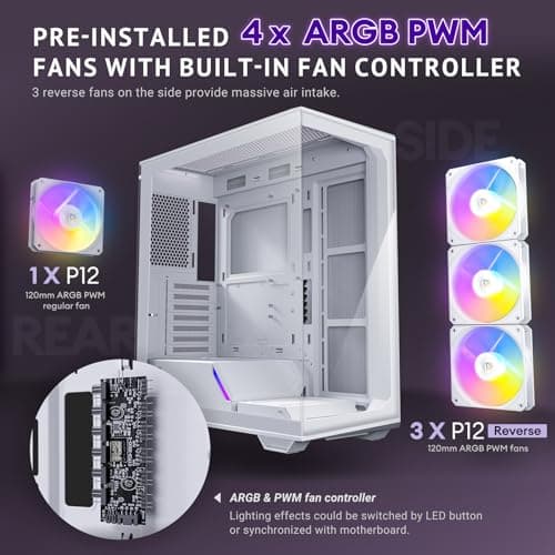 Antec C3 ARGB ATX Mid Tower White Tempered Glass Side Panel image