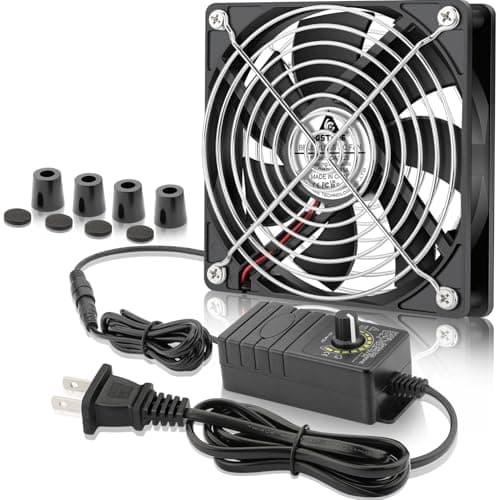 GDSTIME 120mm AC to DC 12V Powered Fan with Speed Controller, for Receiver Amplifier DVR Playstation Xbox Component Cooling image