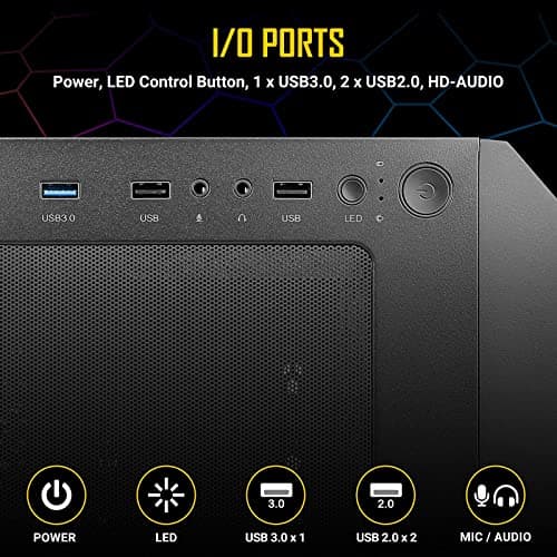 Antec NX260 ATX Mid Tower Black with Tempered Glass Side Panel and USB 3.2 Gen 1 Type-A, USB 2.0 Type-A image