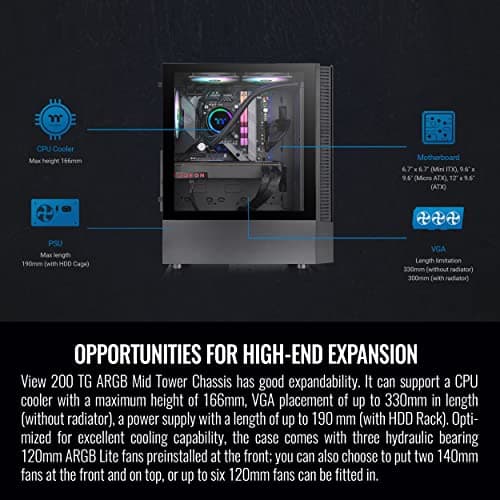 Thermaltake View 200 TG ARGB ATX Mid Tower Black Tempered Glass image