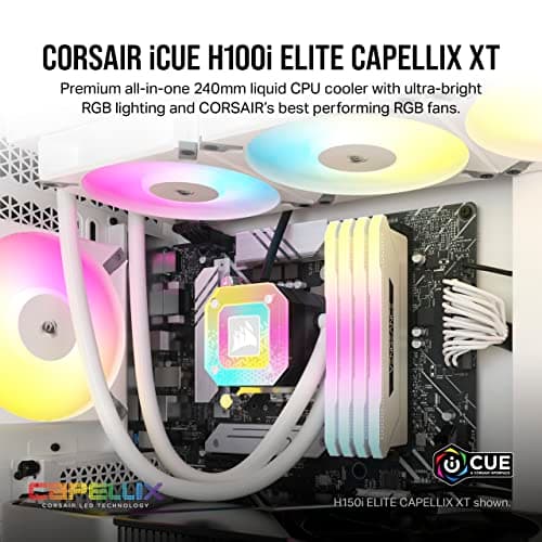 Corsair iCUE H100i ELITE CAPELLIX XT Water 240mm 65.57 CFM White image