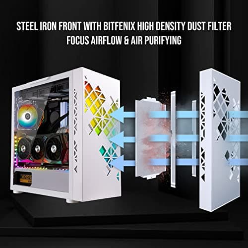 BitFenix Tracery ATX Mid Tower White with Tempered Glass Side Panel and USB 3.2 Gen 2 Type-C USB 3.2 Gen 1 Type-A image