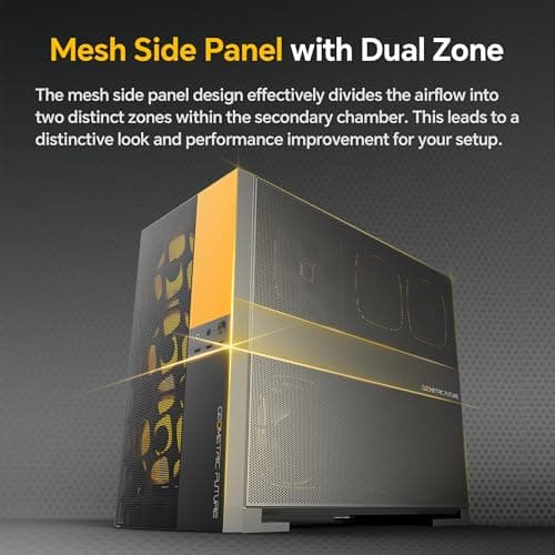 Geometric Future Model 5 Vent ATX Mid Tower Black / Yellow Tempered Glass Side Panel image
