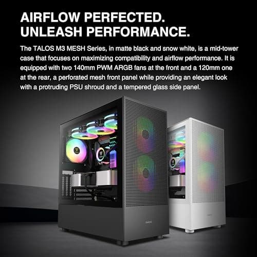 GAMDIAS Talos M3 Mesh ATX Mid Tower Black Tempered Glass Side Panel USB 3.2 Gen 2 Type-C USB 3.2 Gen 1 Type-A image