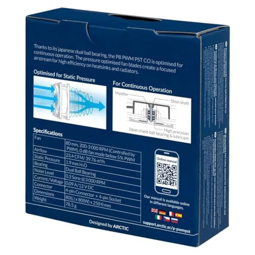 ARCTIC P8 PST 80mm Black PWM PST CO 23.4 CFM 1-Pack image