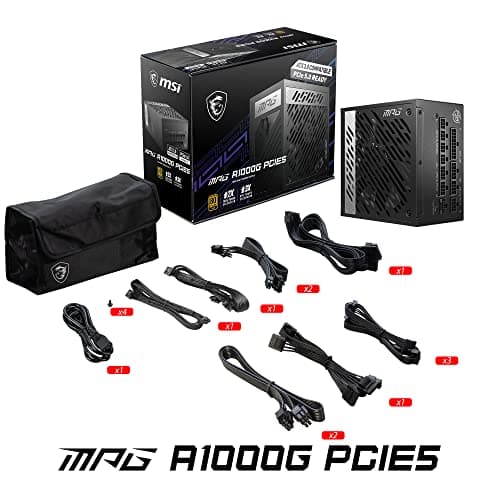 MSI MPG A1000G Fully Modular ATX Power Supply - 1000 Watts ATX 3.1 - Black image
