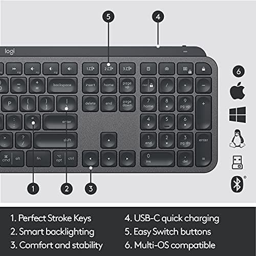 Logitech MX Keys Advanced Wireless Illuminated Keyboard - Graphite image
